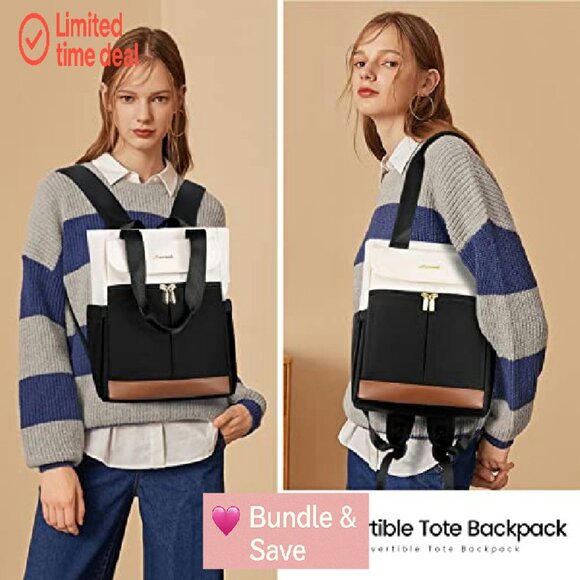 Convertible Mini Backpack Tote, Water-Resistant Nylon, Multi-Carry Daypack - Picture 4 of 7